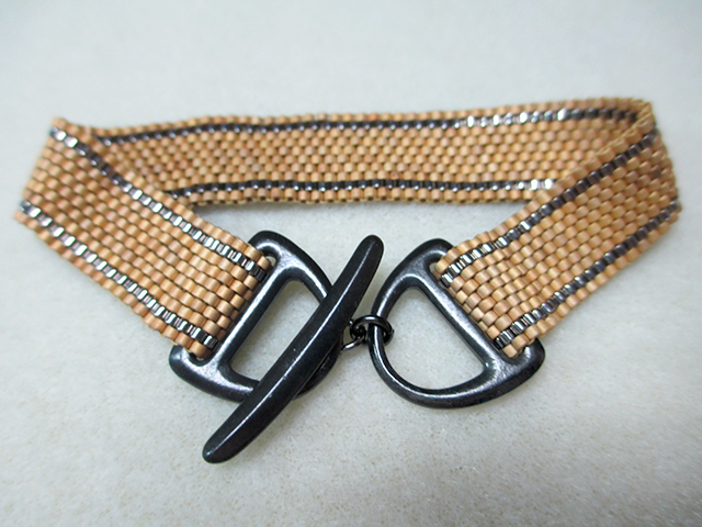 Folding Peyote Over a Clasp Step 12